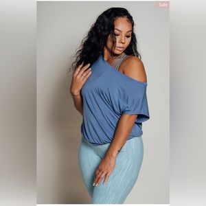 NWT P’Tula Dusty Blue Tennis Tee